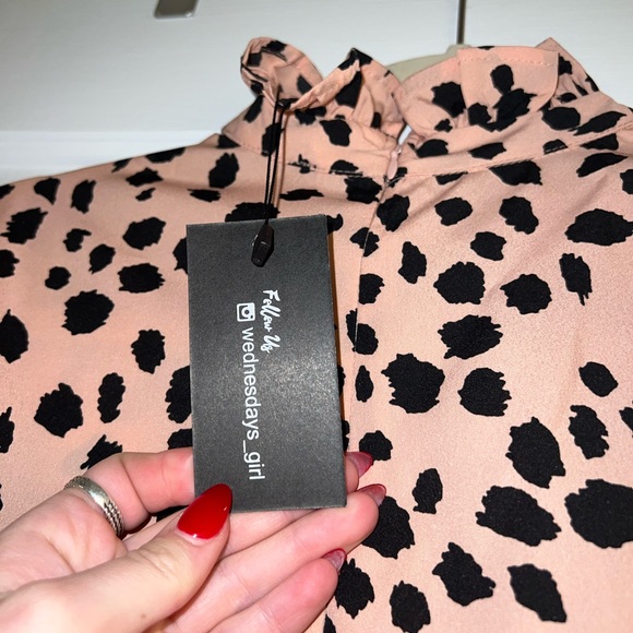 Pink and black cheetah print keyhole long sleeve dress - Picture 6 of 7